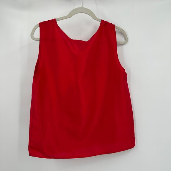Karen Arnold Womens Silk Tank Shell Size L Red Classic Old Money Quiet Luxury - Picture 2 of 7